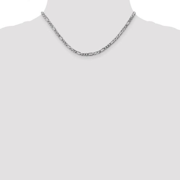 4mm, 14k White Gold, Flat Figaro Chain Necklace, 16 Inch - Picture 2 of 8